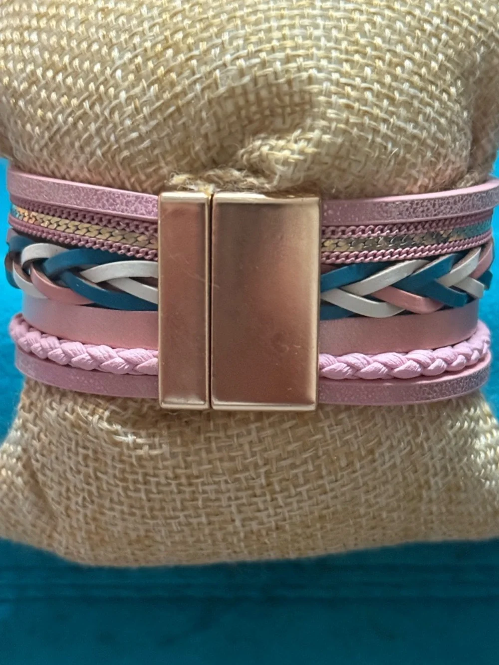 Pink Multicolor Druzy Wrap Bracelet NEW - Picture 2 of 2